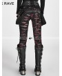 Punk Rave Red Gothic Broken Mesh Leggings 