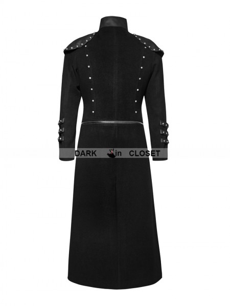 Punk Rave Black Gothic Military Uniform Woolen Long to Short Coat for ...