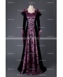 Medieval Night Black and Purple Velvet Vintage Medieval Hooded Dress