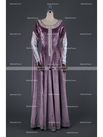 Medieval Night Elegant Purple Velvet Vintage Medieval Dress