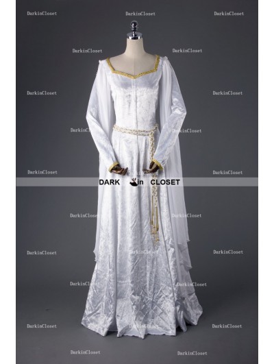 Medieval Night White Elegant Vintage Medieval Dress