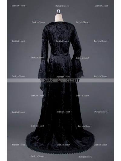 knee length dresses for ladies Dark Goth Aesthetic Velours Vampire A-Line Dress Gothic Lace – Aesthetics  Boutique