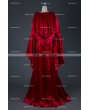 Medieval Night Red Velvet Medieval Hooded Dress