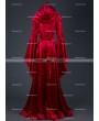 Medieval Night Red Velvet Medieval Hooded Dress