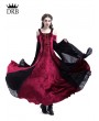 Medieval Night Wine Red Velvet Off-the-Shoulder Medieval Dress