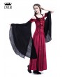 Medieval Night Wine Red Velvet Off-the-Shoulder Medieval Dress