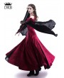 Medieval Night Wine Red Velvet Off-the-Shoulder Medieval Dress