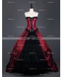 Rose Blooming Red Gothic Corset Long Prom Ball Gowns