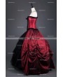 Rose Blooming Red Gothic Corset Long Prom Ball Gowns