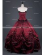 Rose Blooming Red Gothic Corset Long Prom Ball Gowns