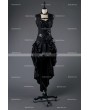 Rose Blooming Black Steampunk Gothic Corset Burlesque High-Low Prom Party Dress