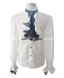 Devil Fashion White Palace Style Men's Gothic Blouse with Removable Tie