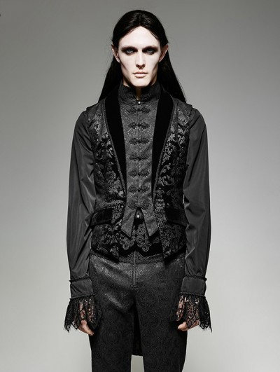 Punk Rave Gothic Fake Two Pieces Swallow Tail Vest for Men