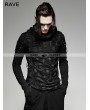 Punk Rave Black Gothic Hole Hooded T-Shirt for Men