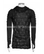 Punk Rave Black Gothic Hole Hooded T-Shirt for Men