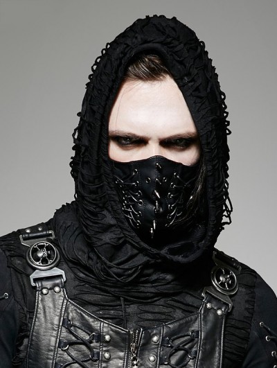 Punk Rave Black Gothic Punk Mask for Men