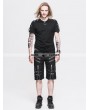 Devil Fashion Black Belt Zipper Gothic Punk Short Pants for Men