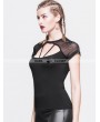 Devil Fashion Black Short Sleeves Gothic Sexy Back Shirt for Women