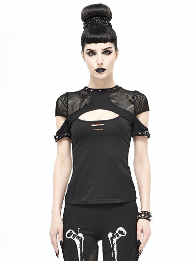 Devil Fashion Alternative Black Gothic Punk Short Sleeves Shirt for Women