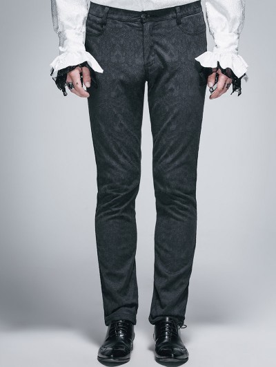 Devil Fashion Vintage Black Gothic Jacquard Pants for Men