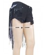 Devil Fashion Black Gothic Punk Tassel Belt Shorts for Women