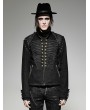 Punk Rave Black Gothic Military Uniform Short Coat with Removable Sleeves for Men