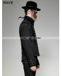 Punk Rave Black Gothic Military Uniform Short Coat with Removable Sleeves for Men