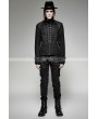 Punk Rave Black Gothic Military Uniform Short Coat with Removable Sleeves for Men