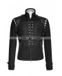 Punk Rave Black Gothic Military Uniform Short Coat with Removable Sleeves for Men