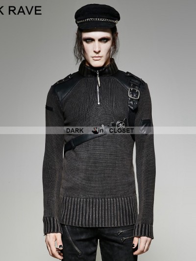 Punk Rave Steampunk Belt Sweater for Men