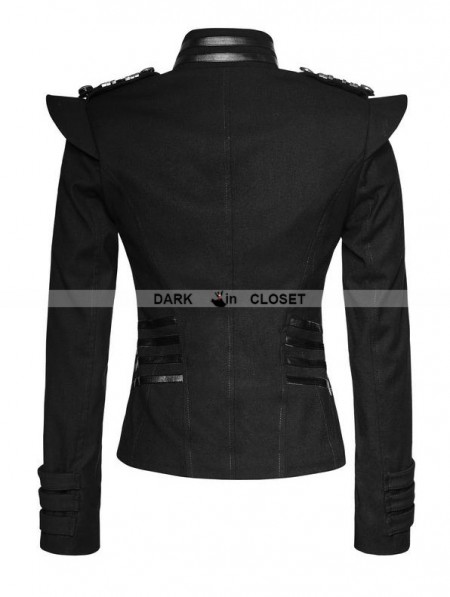 Punk Rave Black Gothic Military Frogs Short Jacket for Women ...