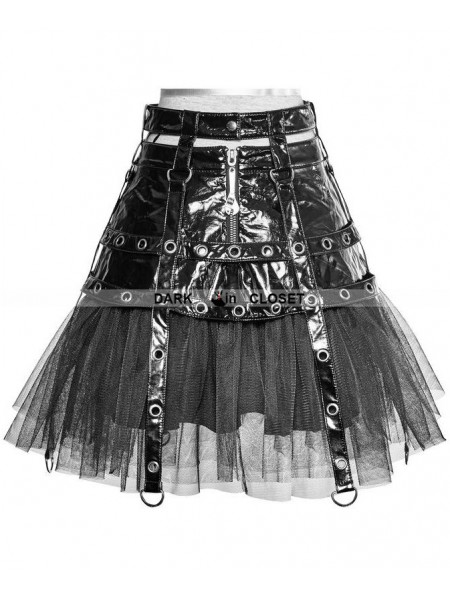 Punk Rave Black Gothic Punk Japanese Style Short Skirt - DarkinCloset.com