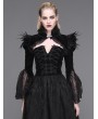 Devil Fashion Black Vintage Gothic Short Feather Cape for Women
