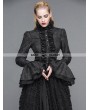 Devil Fashion Black Gothic Palace Style Jacquard Ruffles Blouse for Women
