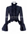 Devil Fashion Black Gothic Palace Style Jacquard Ruffles Blouse for Women
