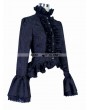 Devil Fashion Black Gothic Palace Style Jacquard Ruffles Blouse for Women