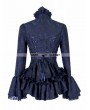 Devil Fashion Black Gothic Palace Style Jacquard Ruffles Blouse for Women