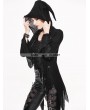 Devil Fashion Black Gothic Punk Asymmetric Hooded Sweater for Women