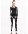 Devil Fashion Black Gothic Skull Pattern Mesh Legging for Women