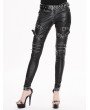 Devil Fashion Black and Sliver Gothic Buckle Belt PU Pants for Women