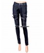 Devil Fashion Black and Sliver Gothic Buckle Belt PU Pants for Women