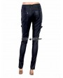 Devil Fashion Black and Sliver Gothic Buckle Belt PU Pants for Women