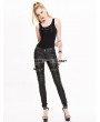 Devil Fashion Black and Bronze Gothic Buckle Belt PU Pants for Women