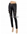 Devil Fashion Black and Bronze Gothic Buckle Belt PU Pants for Women