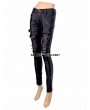 Devil Fashion Black and Bronze Gothic Buckle Belt PU Pants for Women