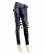 Devil Fashion Black and Sliver Gothic Buckle Belt Rivet PU Pants for Women