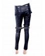 Devil Fashion Black and Sliver Gothic Buckle Belt Rivet PU Pants for Women