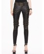 Devil Fashion Black and Bronze Gothic Buckle Belt Rivet PU Pants for Women