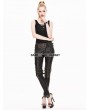 Devil Fashion Black and Bronze Gothic Buckle Belt Rivet PU Pants for Women