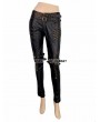 Devil Fashion Black and Bronze Gothic Buckle Belt Rivet PU Pants for Women